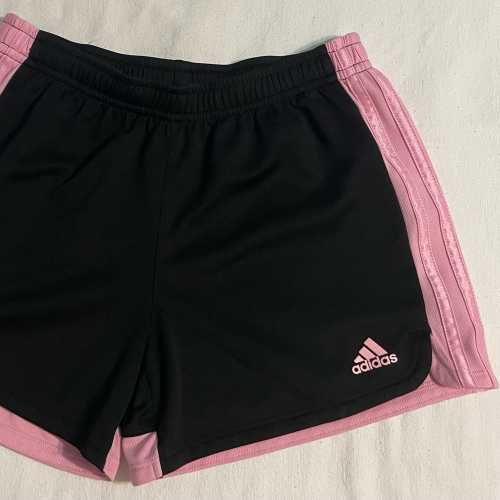 Girls Adidas Pink and Black Shorts, Size Large (14)
